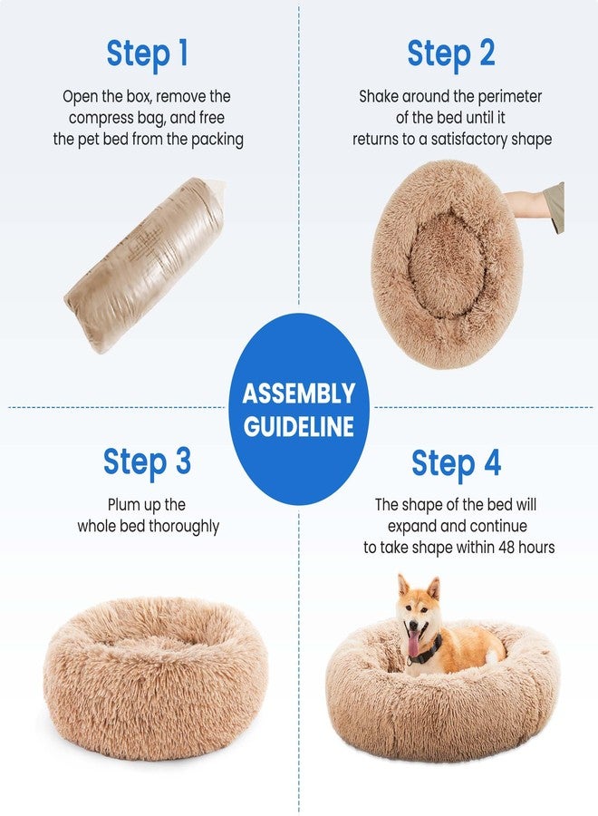 NEWBULIG 30.7x30.7 Inch Dog Bed Large Sized Dog, Donut Shape Cat Beds for Indoor Cats with Washable, Anti-Slip, Faux Fur - Image 5